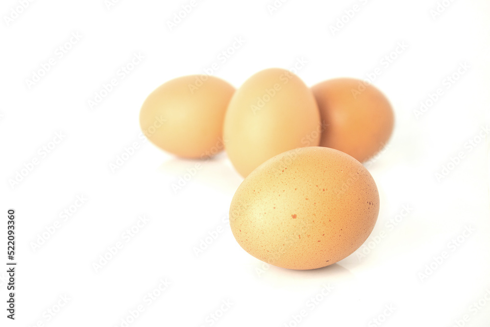 Fresh eggs are isolated on white background. Fresh eggs are isolated on white background.
