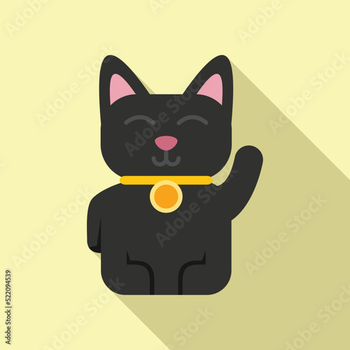 Maneki lucky cat icon flat vector. Japan fortune