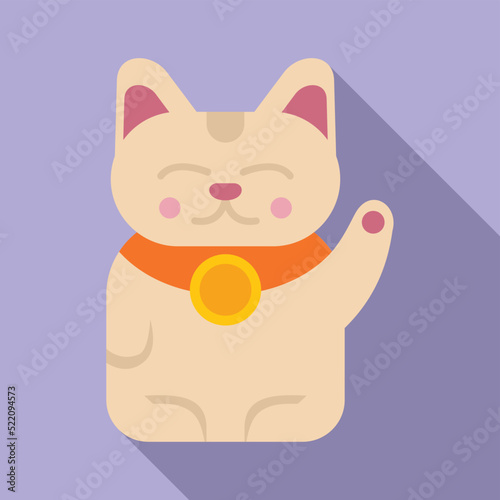 Neko lucky cat icon flat vector. Japan fortune