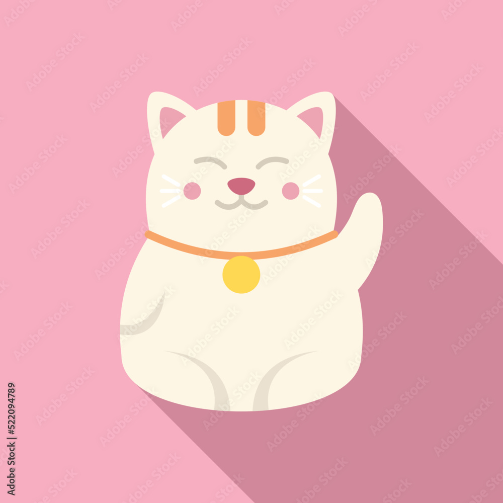 Money lucky cat icon flat vector. Neko maneki Money lucky cat icon flat vector. Neko maneki