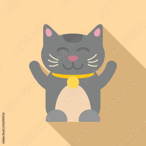 Chinese lucky cat icon flat vector. Maneki japan