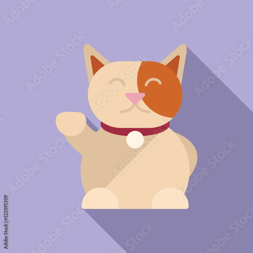 Rich lucky cat icon flat vector. Japan fortune