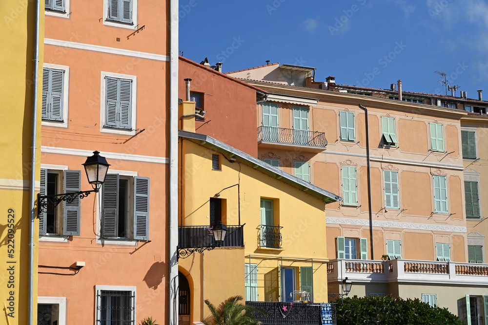 Colorful old buildings in Menton France