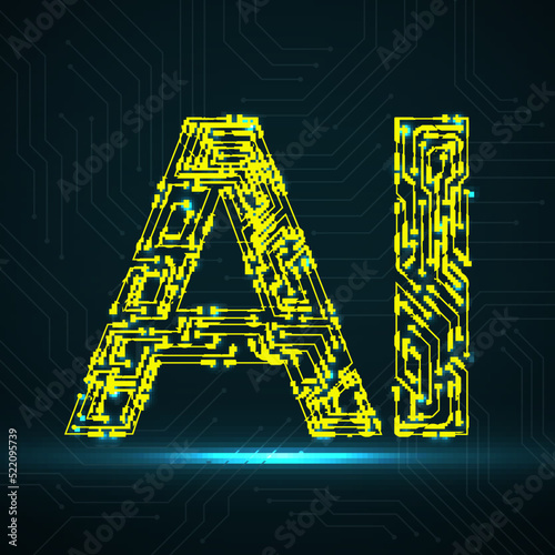 Artificial Intelligence with circuit board. Abstract technology concept