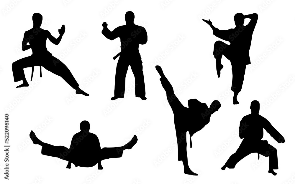 Silhouettes of karate chop poses Stock Vector | Adobe Stock
