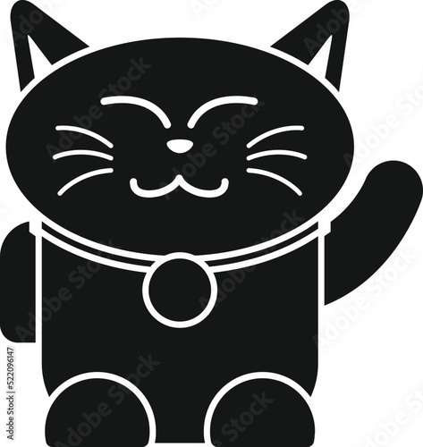 Gold lucky cat icon simple vector. Cute animal