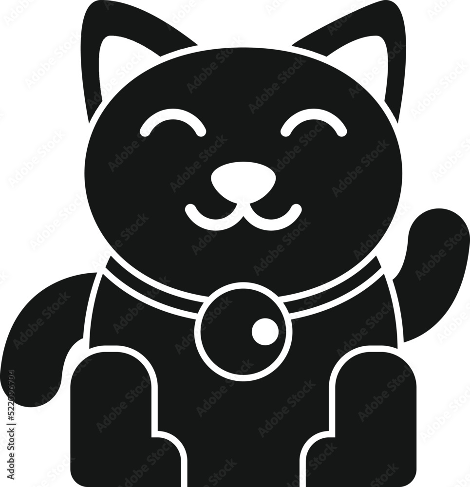 Fototapeta premium Kawaii lucky cat icon simple vector. Japan neko