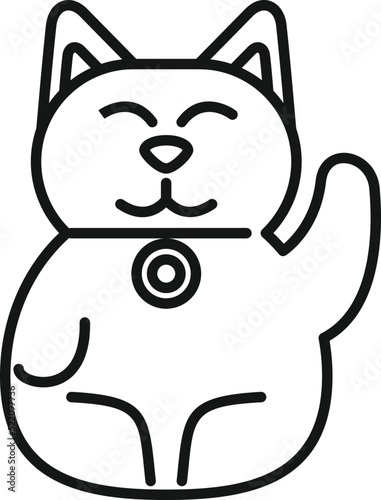 Asian lucky cat icon outline vector. Neko chinese