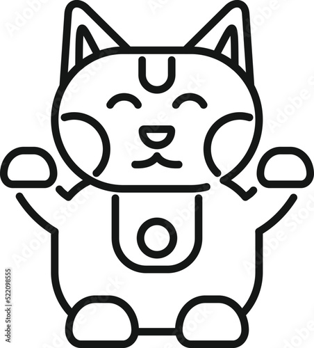 Kawaii lucky cat icon outline vector. Japan neko