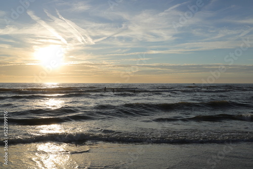 sunset at the north sea beach in Zandvoort