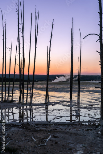 Sunset at the Fountain Paint Pots in Yellowstone National Park