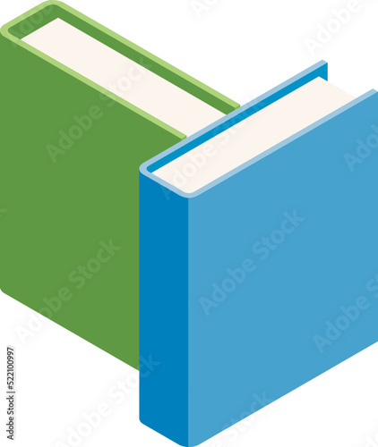 Reading concept icon isometric vector. Two colorful closed paper hardcover book. Education, learning, hobby