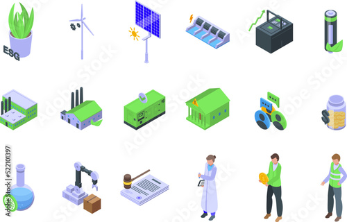 Environment social governence icons set isometric vector. Esg corporate. Social business