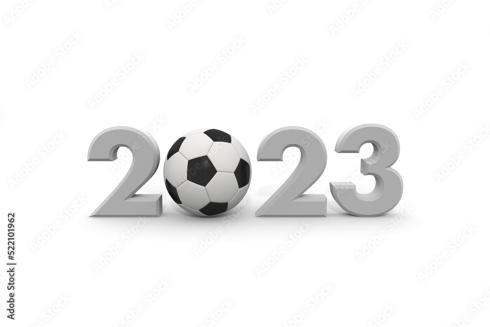 image of football. 2023 characters. Letters made in three dimensions