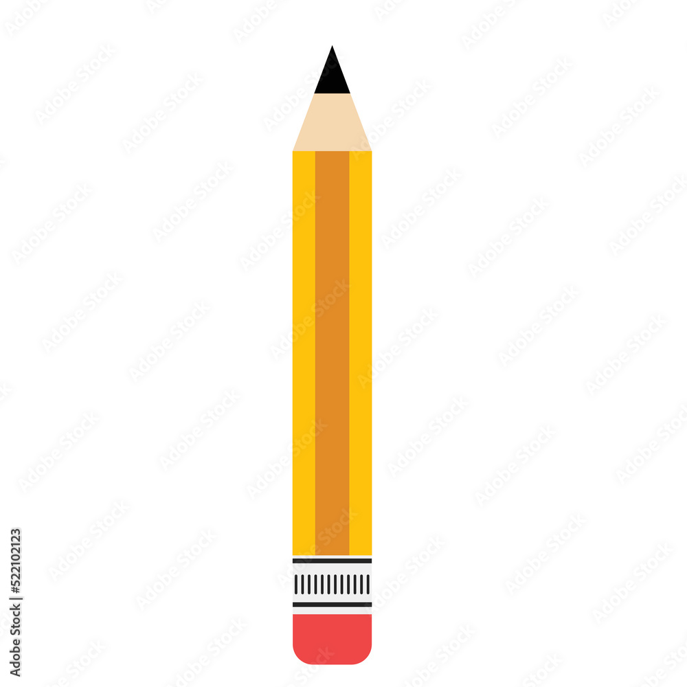 flat yellow pencil with eraiser icon design. flat yellow pencil with eraiser icon design.