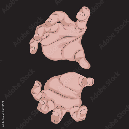 Quadro su tela Anime hands with energy in the hands. Vector anime hands.