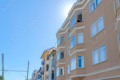 Row of residential buildings in an urban area at San Francisco, CA