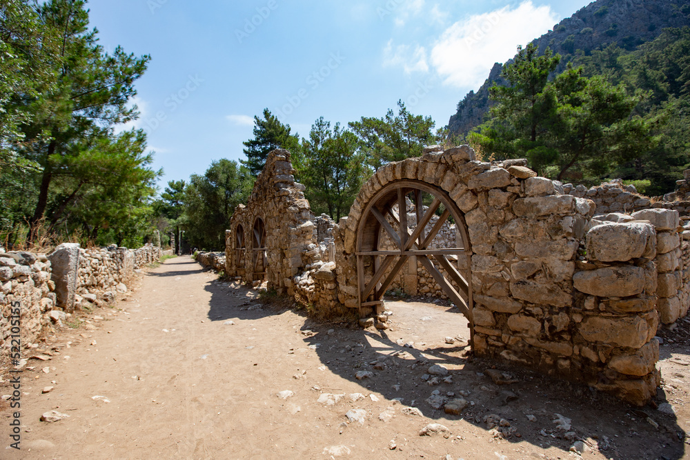 Obraz premium Ancient Byzantine ruins in Olympos town, Cirali, Antalia, Turkey
