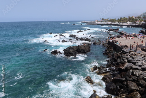 Puerto de la Cruz, Tenerife, Canary Islands, Spain, July 27, 2022: San Telmo beach in Puerto de la Cruz, Tenerife