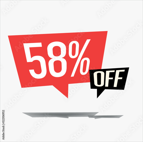 58% off discount sticker sale blue tag isolated vector illustration. discount offer price label, vector price discount symbol floating © MarcusVincius