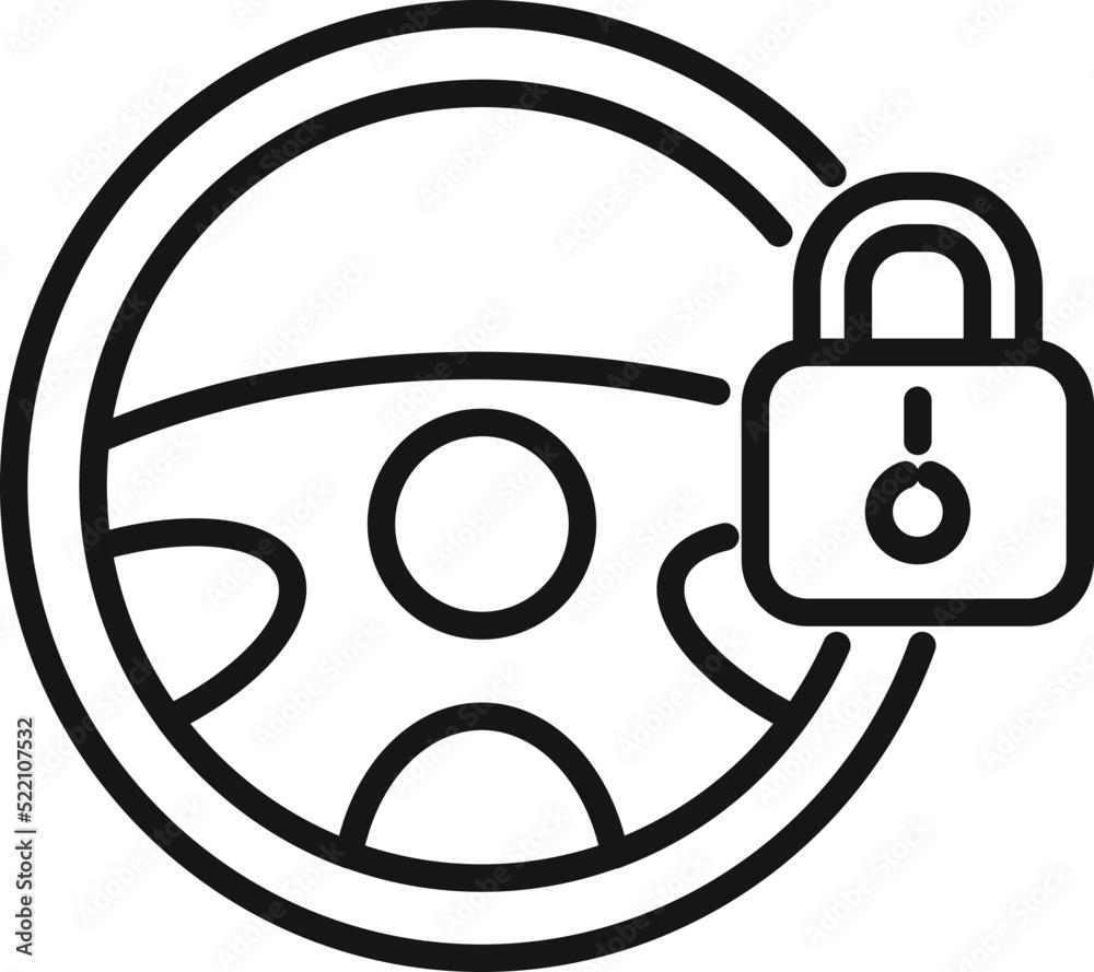 Car steering wheel lock icon outline vector. Auto engine Car steering wheel lock icon outline vector. Auto engine