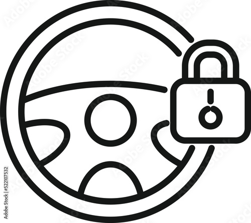 Car steering wheel lock icon outline vector. Auto engine