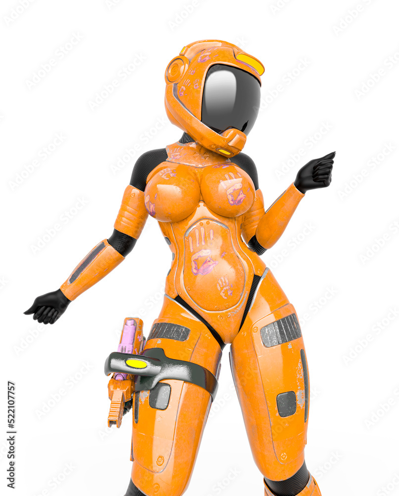 coolest astronaut girl is doing a pin up dance in white background coolest astronaut girl is doing a pin up dance in white background