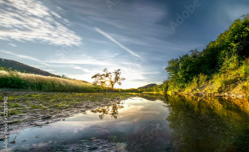 sunset over the river