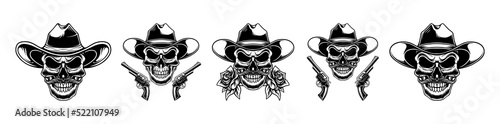 Set design of skull with cowboy theme