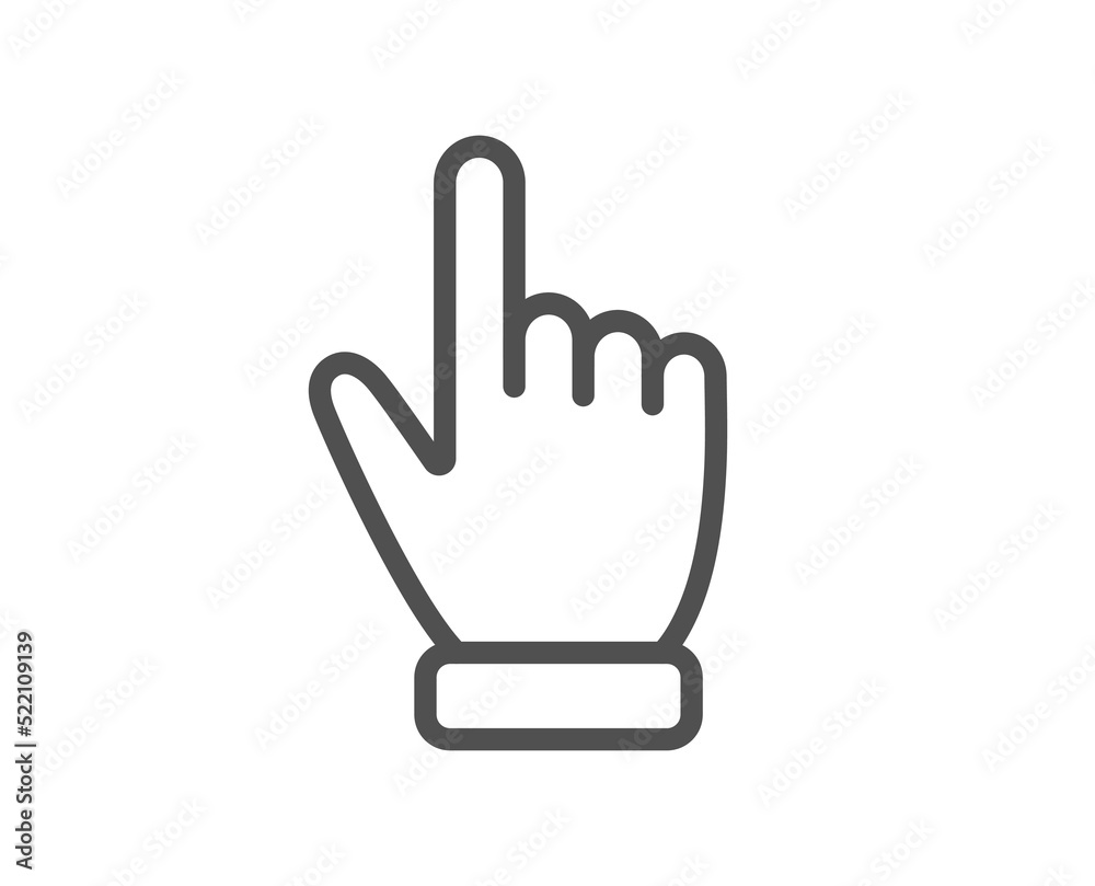 Hand cursor line icon. Click action sign. Finger pointer symbol. Quality design element. Linear style cursor icon. Editable stroke. Vector Hand cursor line icon. Click action sign. Finger pointer symbol. Quality design element. Linear style cursor icon. Editable stroke. Vector