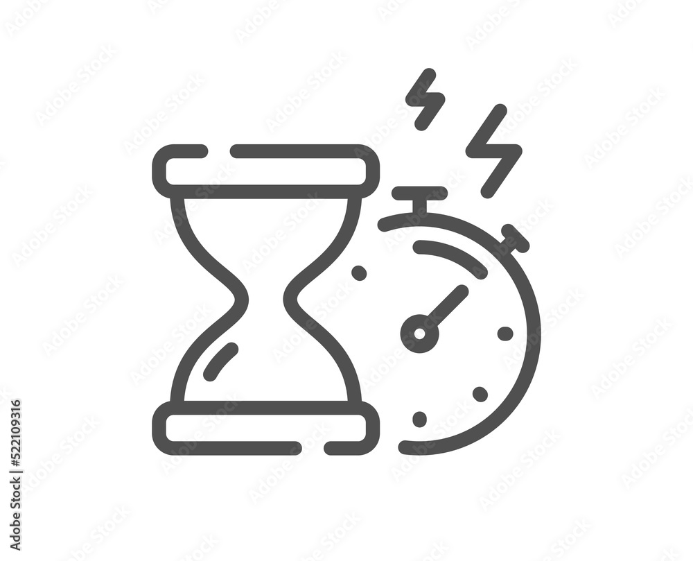 Hourglass timer line icon. Stopwatch time sign. Countdown clock symbol. Quality design element. Linear style hourglass timer icon. Editable stroke. Vector Hourglass timer line icon. Stopwatch time sign. Countdown clock symbol. Quality design element. Linear style hourglass timer icon. Editable stroke. Vector