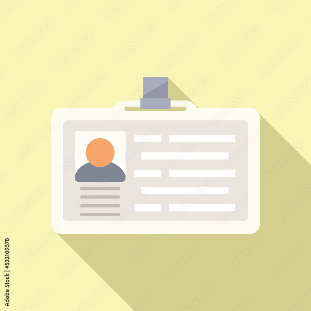 Corporate id card icon flat vector. Name identity Corporate id card icon flat vector. Name identity