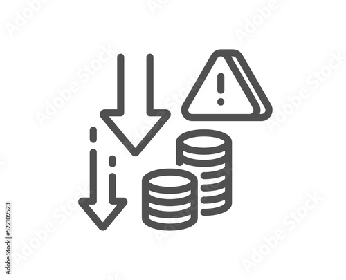Deflation line icon. Economic crisis sign. Income reduction symbol. Quality design element. Linear style deflation icon. Editable stroke. Vector