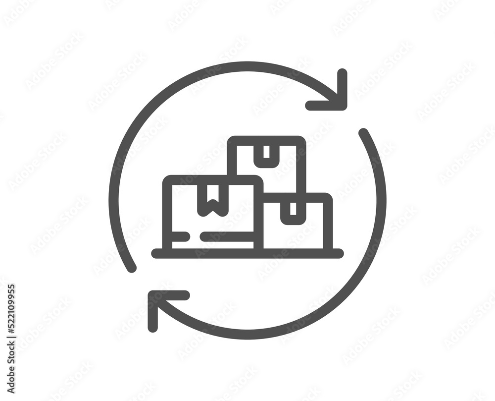 Delivery change line icon. Package location sign. Tracking parcel symbol. Quality design element. Linear style delivery change icon. Editable stroke. Vector Delivery change line icon. Package location sign. Tracking parcel symbol. Quality design element. Linear style delivery change icon. Editable stroke. Vector
