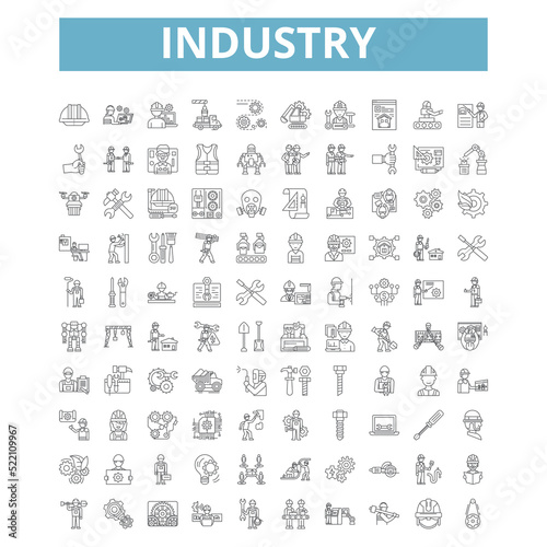Industry icons, line symbols, web signs, vector set, isolated illustration