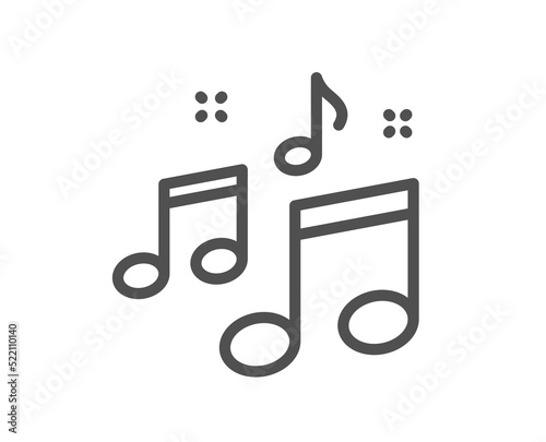 Music line icon. Musical note sign. Audio sound symbol. Quality design element. Linear style music icon. Editable stroke. Vector