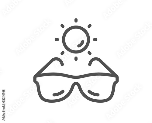 Sunglasses line icon. Sun eyewear sign. Protection glasses symbol. Quality design element. Linear style sunglasses icon. Editable stroke. Vector
