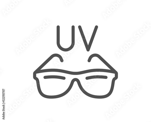 Sunglasses line icon. Sun eyewear sign. Uv protection glasses symbol. Quality design element. Linear style sunglasses icon. Editable stroke. Vector