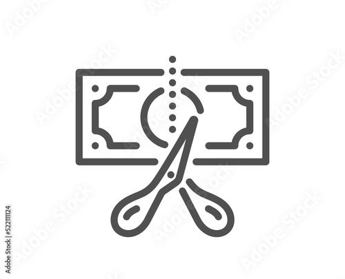Cut tax line icon. Reduction tax rate sign. Inflation symbol. Quality design element. Linear style cut tax icon. Editable stroke. Vector