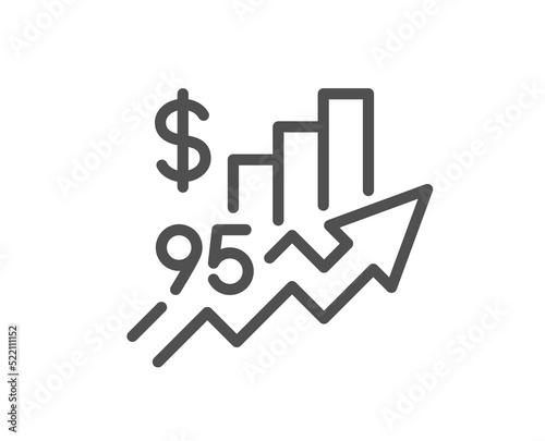 Rise price line icon. Petrol excise duty sign. Tax rate symbol. Quality design element. Linear style rise price icon. Editable stroke. Vector