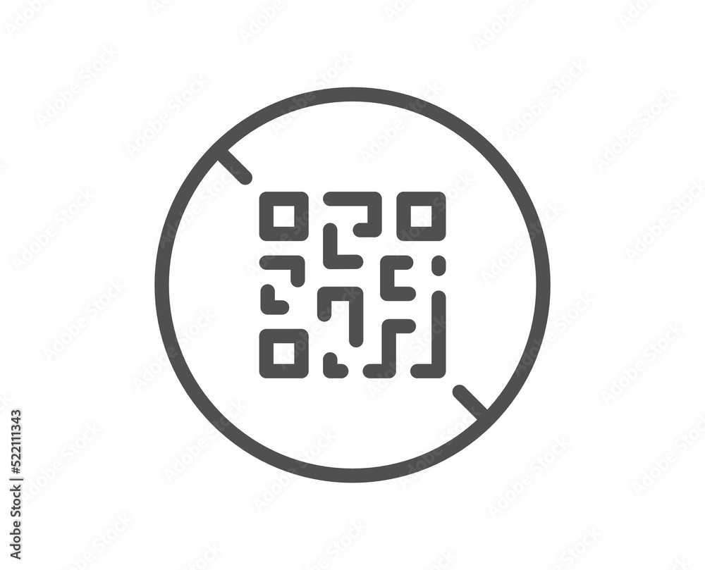 No QR code line icon. Scan barcode sign. Stop certificate symbol. Quality design element. Linear style qr code icon. Editable stroke. Vector No QR code line icon. Scan barcode sign. Stop certificate symbol. Quality design element. Linear style qr code icon. Editable stroke. Vector