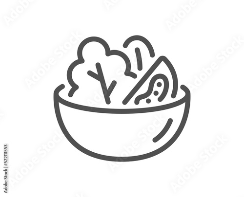 Salad line icon. Vegetable food sign. Healthy meal symbol. Quality design element. Linear style salad icon. Editable stroke. Vector
