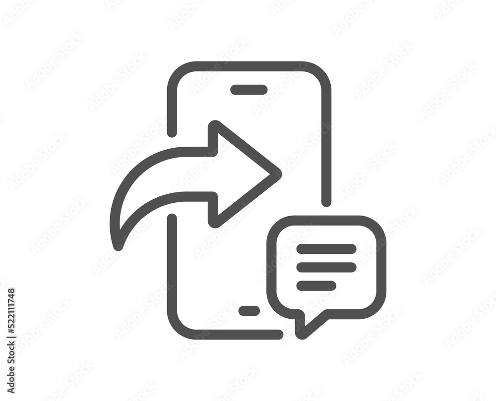 Phone message line icon. Smartphone app sign. Cellphone mobile device symbol. Quality design element. Linear style phone message icon. Editable stroke. Vector Phone message line icon. Smartphone app sign. Cellphone mobile device symbol. Quality design element. Linear style phone message icon. Editable stroke. Vector