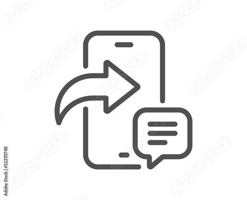 Phone message line icon. Smartphone app sign. Cellphone mobile device symbol. Quality design element. Linear style phone message icon. Editable stroke. Vector