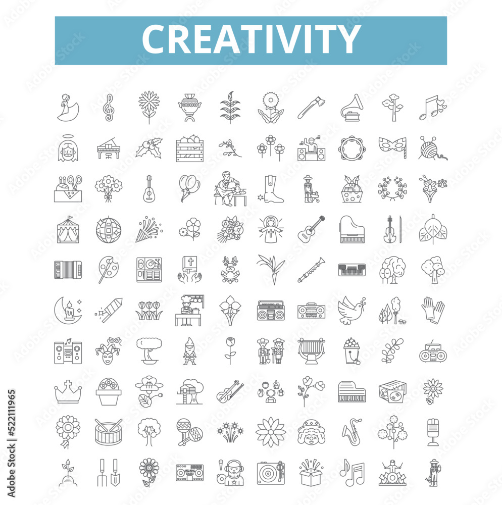 Creativity Icons, Line Symbols, Web Signs, Vector Set, Isolated ...