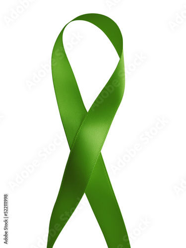 Green ribbon awareness isolated on white background