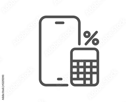 Phone calculator line icon. Smartphone app sign. Cellphone mobile device symbol. Quality design element. Linear style phone calculator icon. Editable stroke. Vector