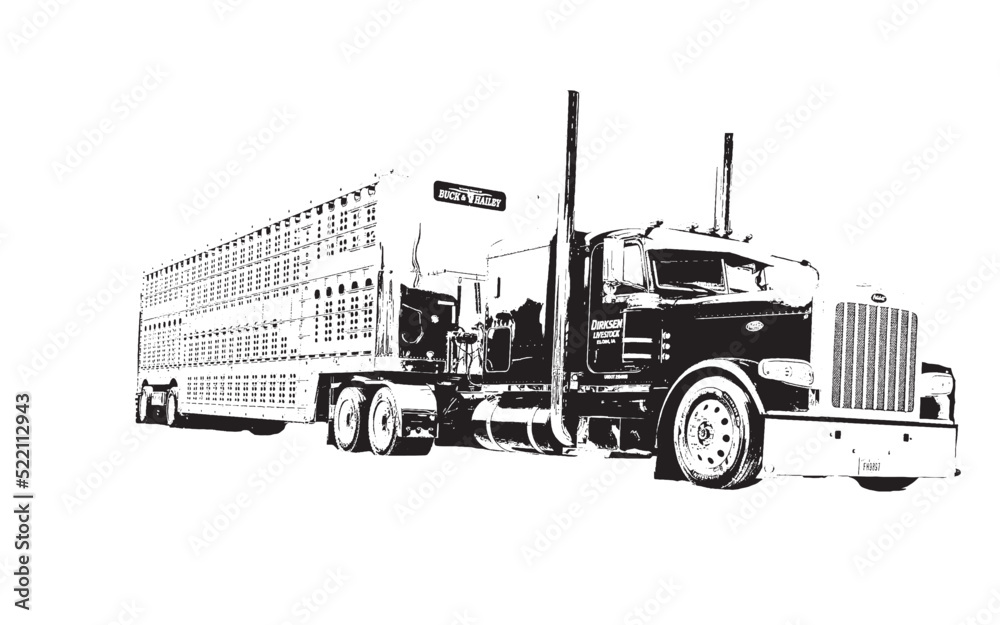 truck isolated on white, semi-tractor trailer