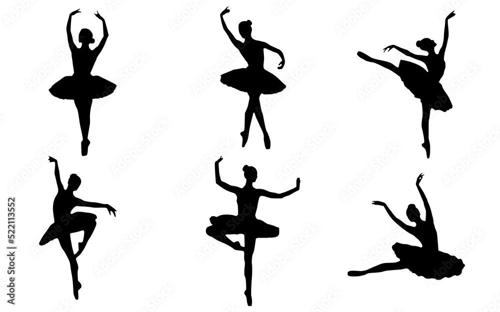 Ballet poses silhouettes vector Ballet poses silhouettes vector