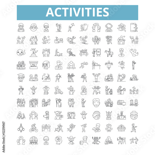 Activities icons, line symbols, web signs, vector set, isolated illustration